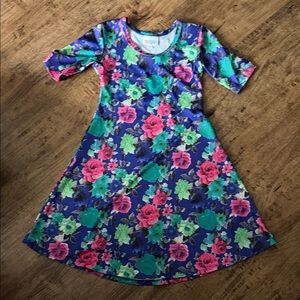 LuLaRoe Kids Floral Dress - Blue, Pink, Green